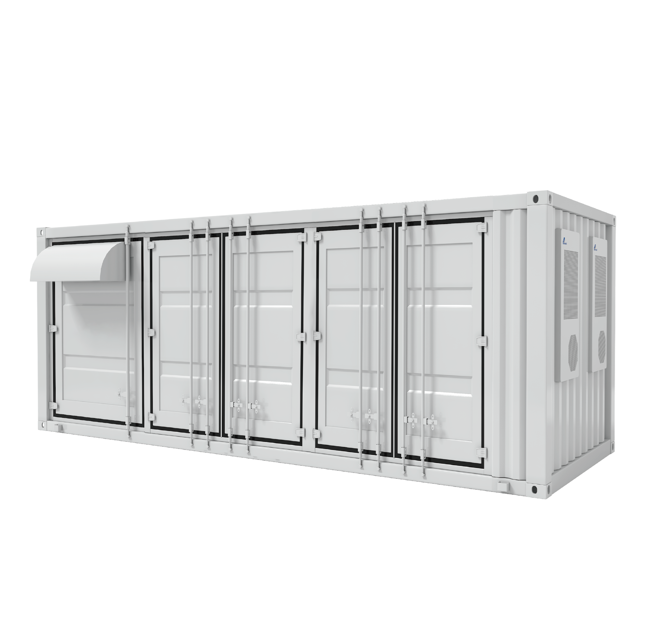 2MWh光储系统柜正面图,大型工业柜体,多层电池模块,专业散热系统,安全防护门锁